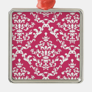 Pink Damask #3 @ VictoriaShaylee Metal Ornament