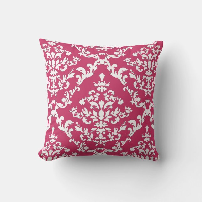 Pink Damask #3 @ VictoriaShaylee Throw Pillow (Front)