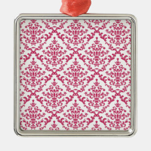 Pink Damask #4 @ VictoriaShaylee Metal Ornament