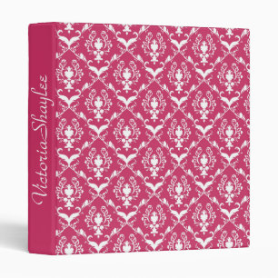 Pink Damask #5 with monogram Binder