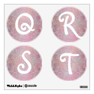 Pink Damask Alphabet Letters Q, R, S, T Wall Decal
