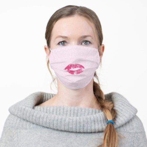 Pink Damask And Lips Adult Cloth Face Mask