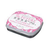 Pink Damask and Stripes Bridal Shower Guest Favor Jelly Belly Candy Tin (Side)