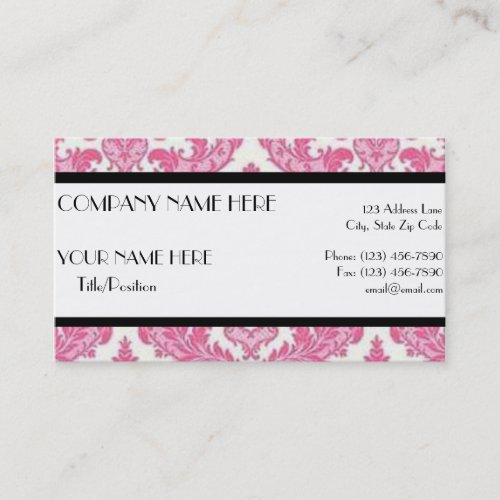 Pink Damask Business Card