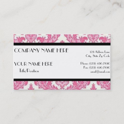 Customizable Pink Damask Business Card