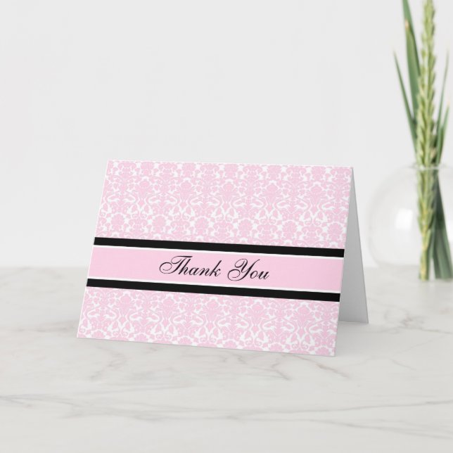 Pink Damask Baby Shower Hostess Thank You (Front)
