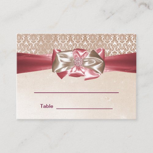 Pink Damask Bat Mitzvah Reception Table Cards Business Card Template