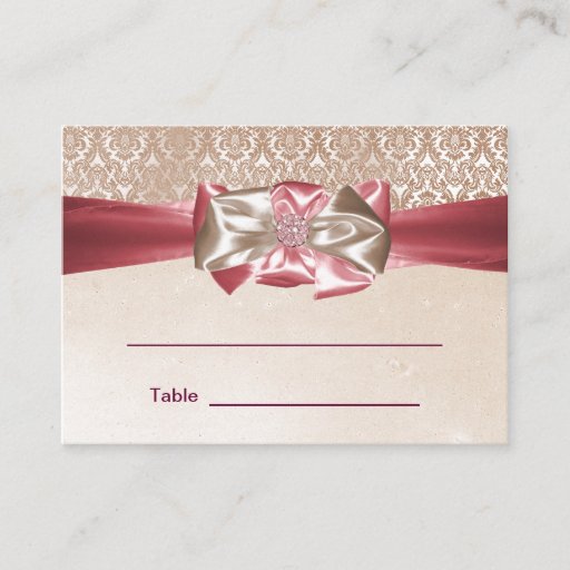 Customizable Pink Damask Bat Mitzvah Reception Table Cards Business Card Template