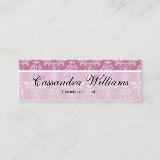 Customizable Pink Damask Beauty Micro Mini Business Cards