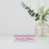 Pink Damask Beauty Micro Mini Business Cards (Standing Front)