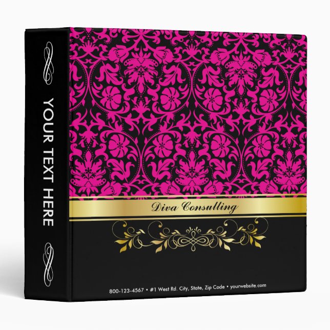 Pink Damask Binder (Front/Spine)