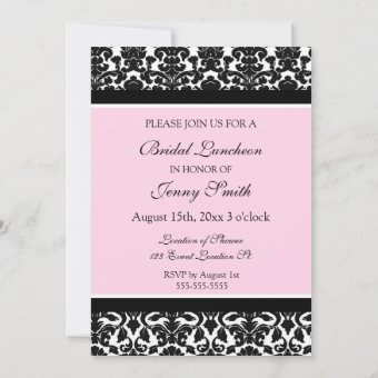 Pink Damask Bridal Luncheon Invitation Cards | Zazzle