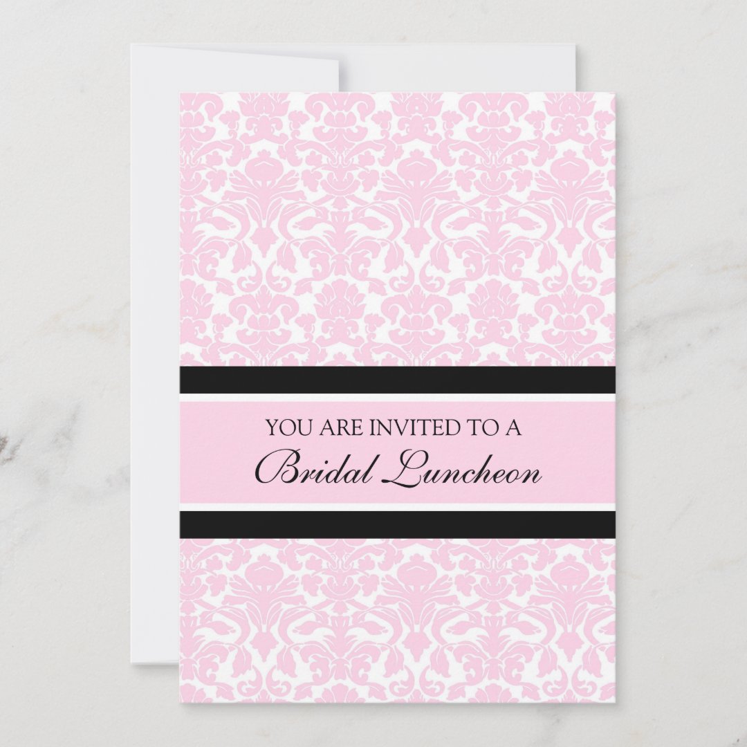 Pink Damask Bridal Luncheon Invitation Cards | Zazzle