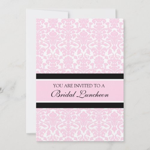 Pink Damask Bridal Luncheon Invitation Cards