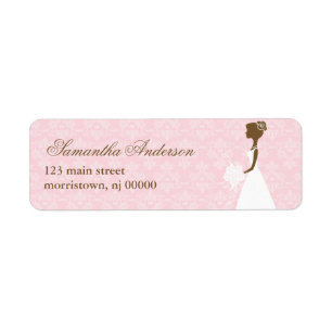 Pink Damask Bridal Shower Address Labels