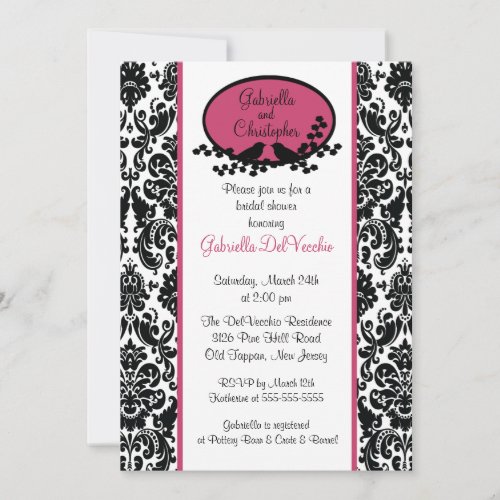 Pink Damask Bridal Shower Invitation