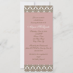 pink damask bridal shower invitation