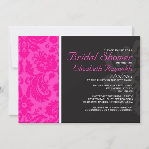 Pink Damask Bridal Shower Invitations