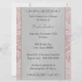 Pink Damask Bridal Shower Monogram Invitation (Back)