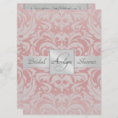 Pink Damask Bridal Shower Monogram Invitation (Front/Back)