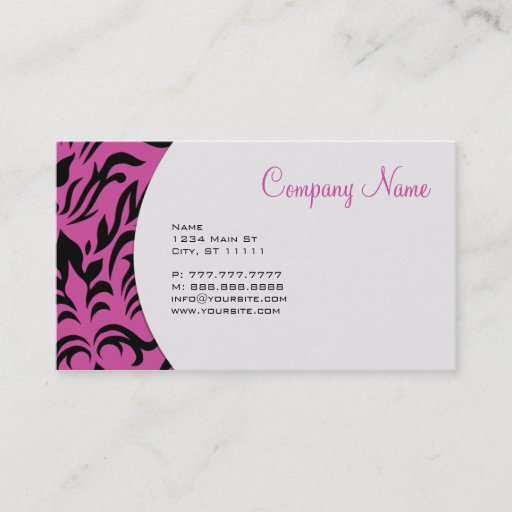 Customizable Pink Damask Business Card