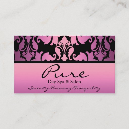 Customizable Pink Damask Business Card