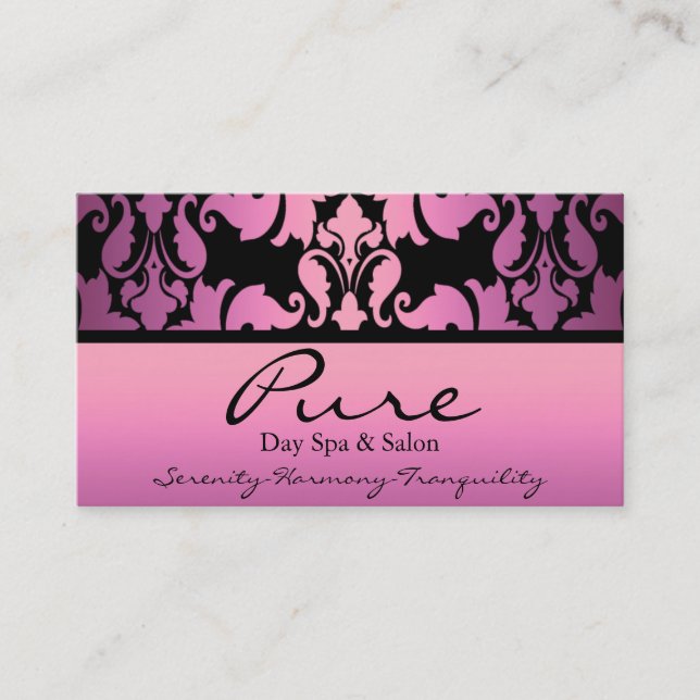 Pink Damask Business Card (Front)