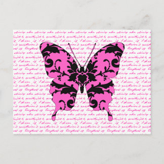Pink Damask Butterfly Collage Postcard