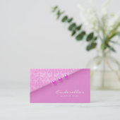 Pink Damask Buttons Bra / Salon business card (Standing Front)