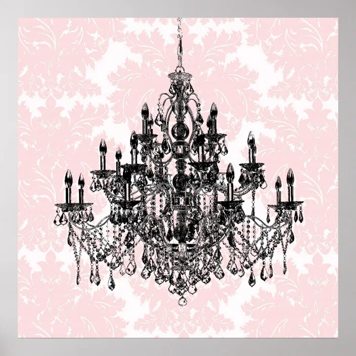 Pink Damask Chandelier Wall Art Print Zazzle Com Pink Damask Chandelier Wall Art Print, Pink Chandelier Wall Art
