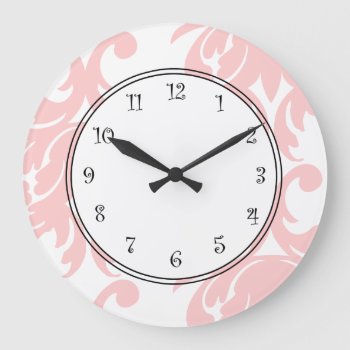 Pink Damask Clocks by PinkGirlyThings at Zazzle