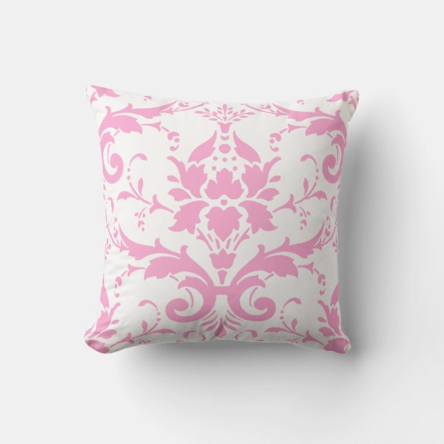 Pink Damask Design Pillow (Front)