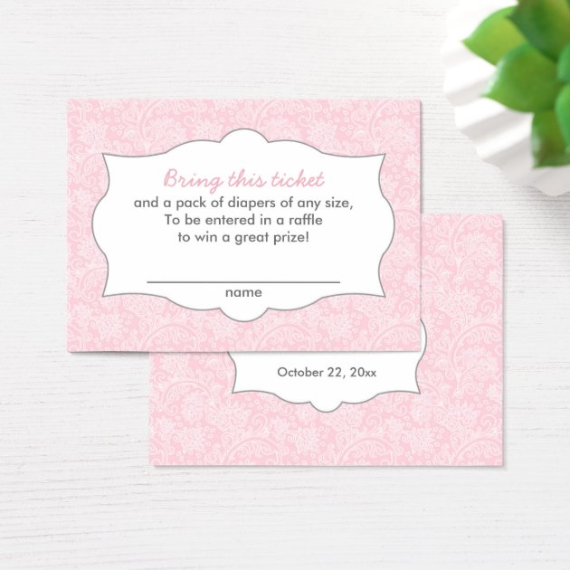 Pink Damask Diaper Raffle Tickets CUSTOMIZABLE