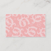 Pink Damask Discount Promotional Punch Card (Back)