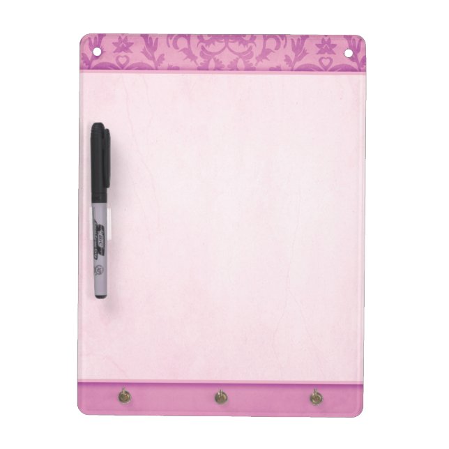 Pink damask dry erase board (Front)