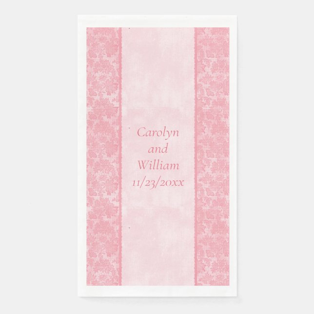 Pink Damask Elegant Wedding Guest Hand Towels  (Front)