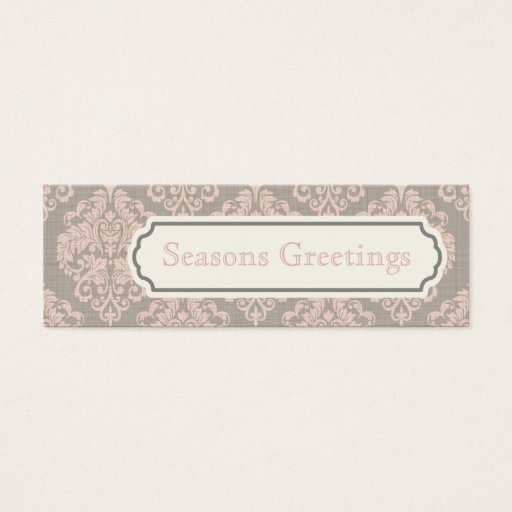 Customizable Pink Damask Gift Tags, Profile Cards Business Card Templates