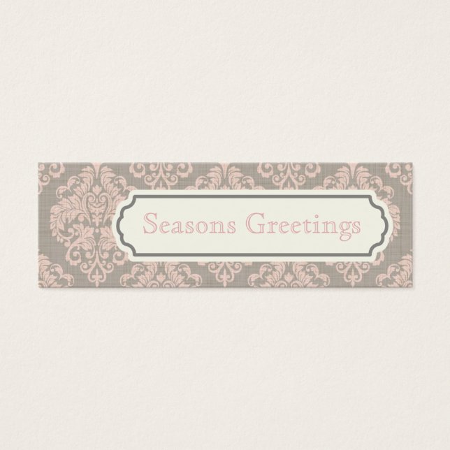 Pink Damask Gift Tags, Profile Cards (Front)