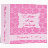 Pink Damask Girl Personalize Baby Book Photo Album 3 Ring Binder