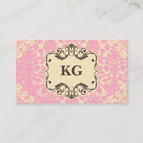 Pink Damask Girly Business Card Pink Lace