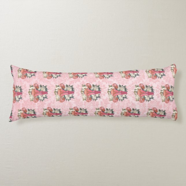 Pink Damask Glam Body Pillow (Front)