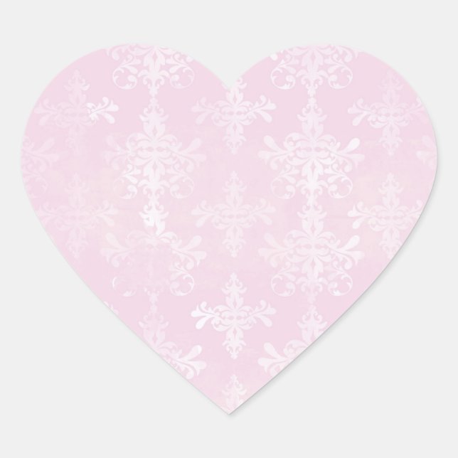 Pink Damask Heart Sticker (Front)
