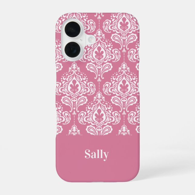 Pink Damask Iphone Case (Back)