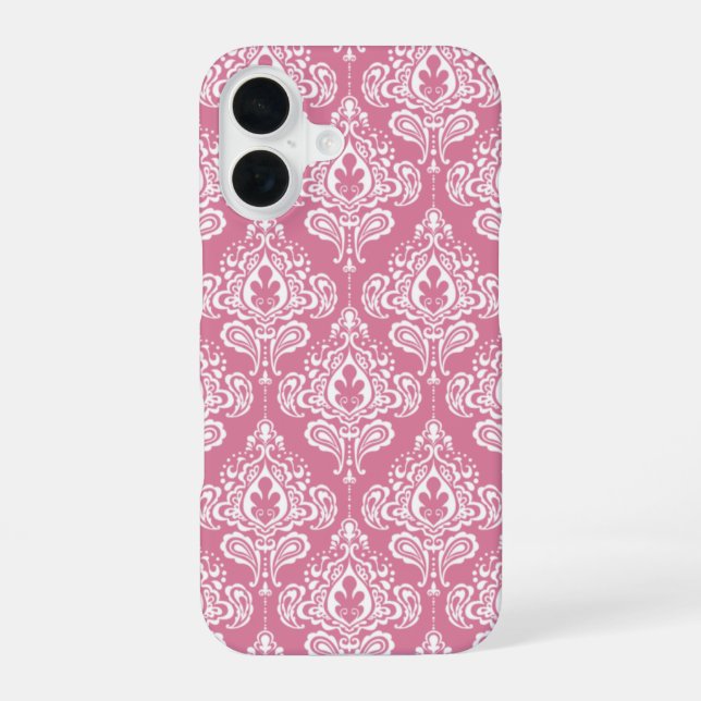 Pink Damask Iphone Case (Back)