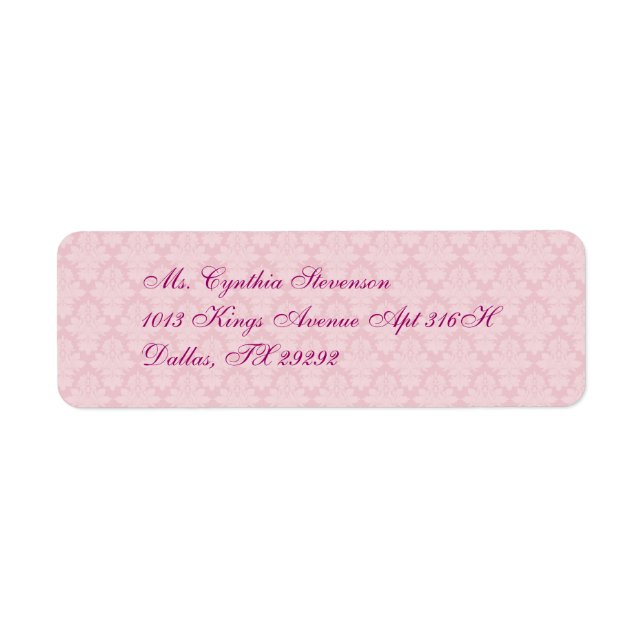 Pink Damask Label (Front)