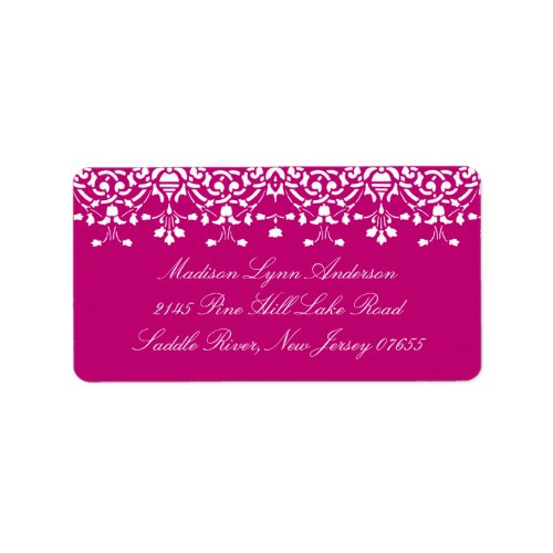Pink Damask Lace Return Address Label