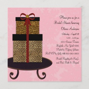 Pink Damask Leopard Gifts Bridal Shower Invitation by InvitationCentral at Zazzle