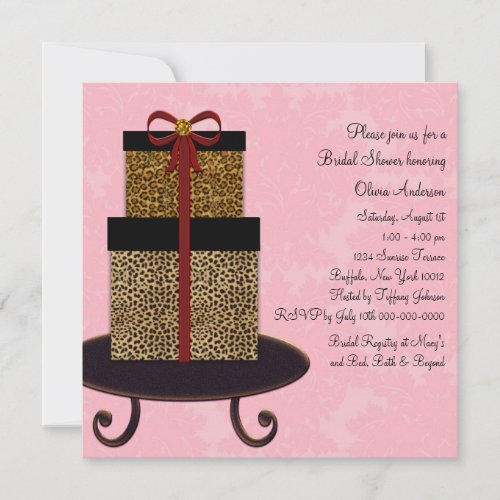 Pink Damask Leopard Gifts Bridal Shower Custom Invitation