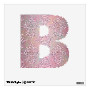 Pink Damask Letter "B" Girls Wall Decal