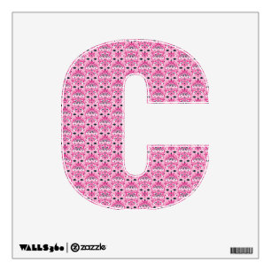 Pink Damask Letter C Personalized  Wall Sticker
